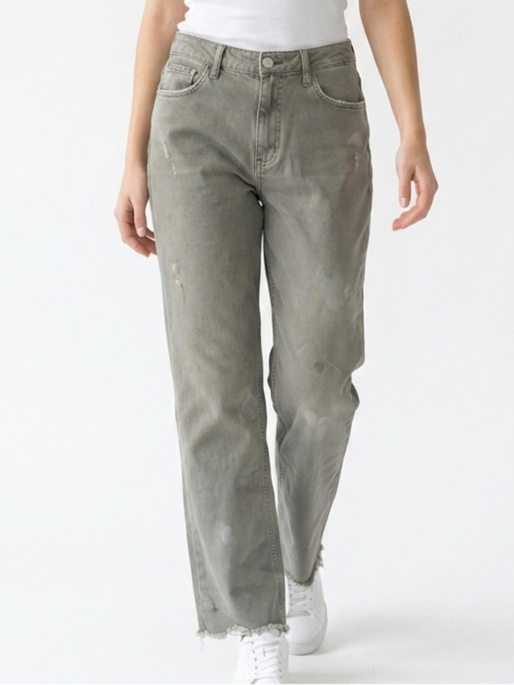 Vervet Blue Gray High Waisted Wide Leg‎ Raw Hem Cotton Jeans T6050SO Size 31
